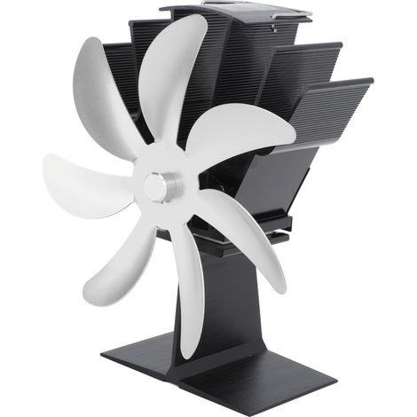 Ventilateur de poêle à bois 7 pales sans électricité en alliage d'aluminium thermoélectrique pour cheminée à bûches argenté (1/5)
