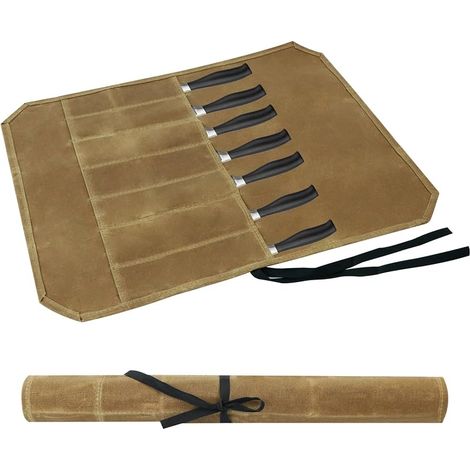 Malette Couteaux Cuillères à 7 Compartiments, Rangement De Couteaux, Valise Pour Couteaux De Cuisine Pour La Randonnée Et Le Camping Cadeau Pour Cuisinier Professionnel Ou Passionné De Cuisine (Kaki) (1/5)
