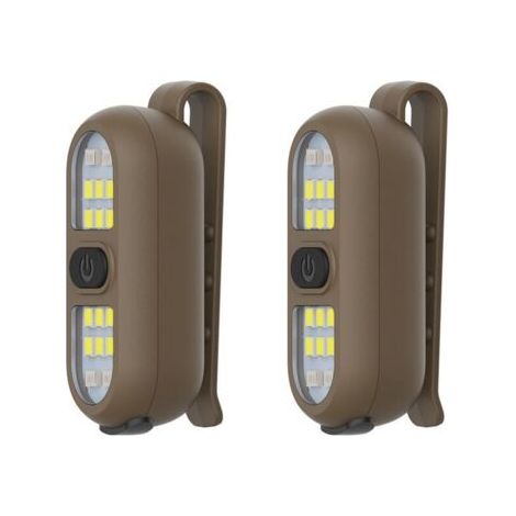 Lampe torche à clip, marron, 5,82,22,3 cm, lot de 2, lampe pour coureur/cycliste, lampe de sécurité rechargeable pour la marche nocturne, portable. (1/5)