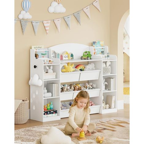 Bibliothèque pour Enfants,avec 8 boîtes en Non-tissé, Blanc