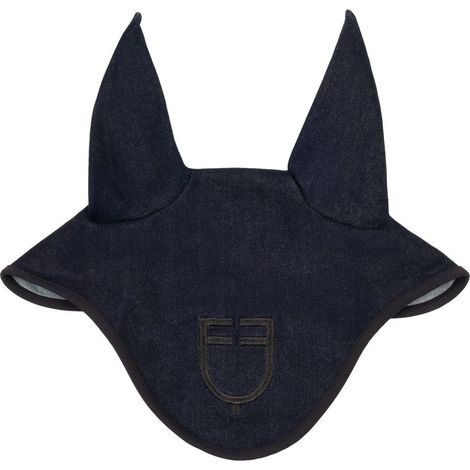 PONY, Blu: Cuffietta anti mosche e insetti per cavalli in tessuto tecnico effetto denim (1/4)