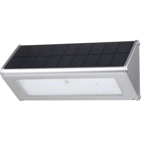 Applique solaire murale avec détecteur radar, 48 LED (1100 lm), étanche, aluminium — (noir) (1/5)