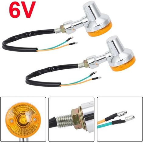 Indicatori di direzione cromati per moto e scooter, piccoli indicatori di direzione per CT70 6 volt, indicatori di direzione, indicatori di direzione (1/4)