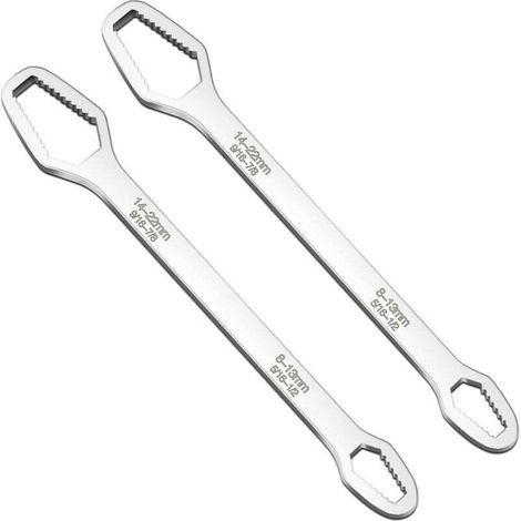 Chiavi universali argento, chiavi universali a forchetta da 8-22 mm, multiutensile regolabile con doppio serraggio automatico. - Crezuo