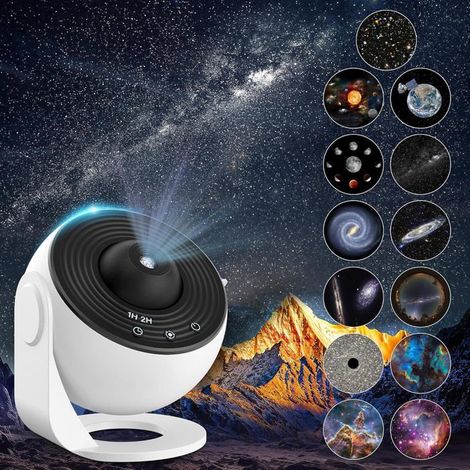 Projecteur d'étoiles planétaire, projecteur galaxie de plafond pour adultes avec 12 disques, rotation à 360°, veilleuse pour enfan (1/5)