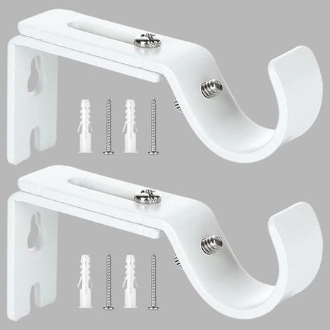 2 Pcs Blanc Support de Tringle à Rideau Réglable, Supports Murale Réglables,Support pour Tringle à Rideau (1/5)