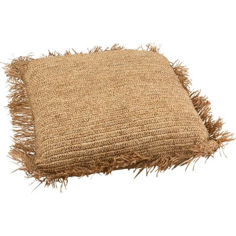 Coussin Déco Carré "Raphia" 88x88cm Naturel (1/3)