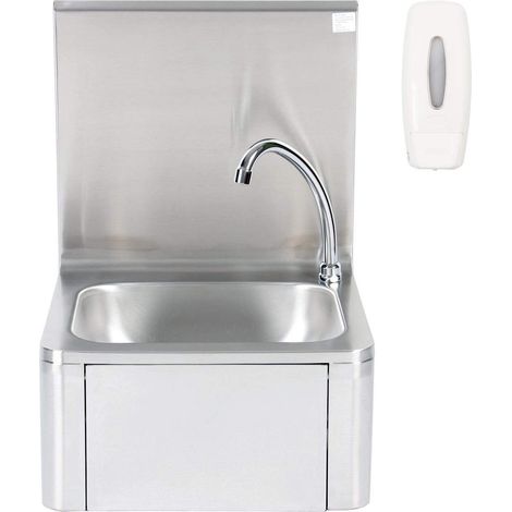 Bc-elec - ASS01 Lavabo a parete in acciaio inox con dosatore di sapone, comando al ginocchio, comando femorale, lavabo per lavaggio a mano