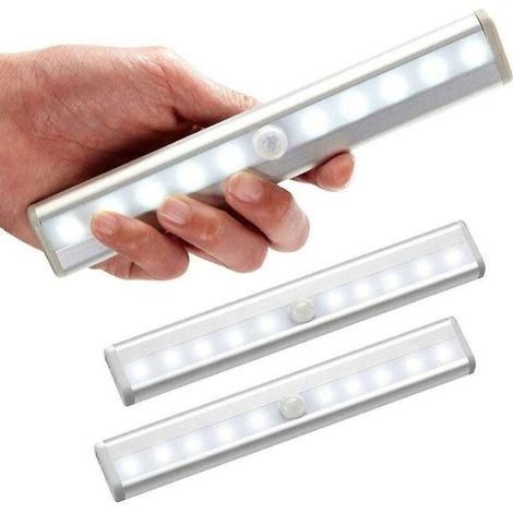 Lot de 3 lampes LED à détecteur de mouvement pour intérieur, éclairage d'armoire 10 LED, spot sans fil, lumière de placard sur batterie avec aimant (1/5)