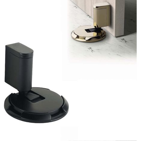 Bodenmontierter Türstopper mit Einsteckmechanismus, höhenverstellbar, geräuschlose Stoßdämpfung, robuste Aluminiumkonstruktion, schwarz (1/5)