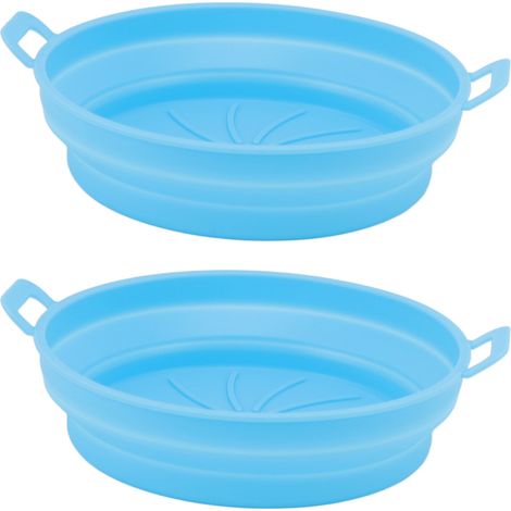 Lot de 2 Paniers Silicone Friteuse Air 19cm Bleu Antiadhésif Résistant 230°C Poignées Intégrées Compatible Lave-Vaisselle (1/5)