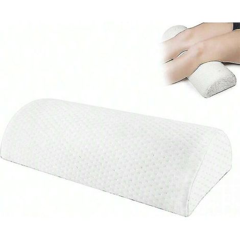 Coussin demi-lune, repose-pieds demi-cylindrique, coussin repose-pieds en mousse à mémoire de forme, repose-pieds sous bureau, repose-pieds de bureau en mousse, blanc (1/5)