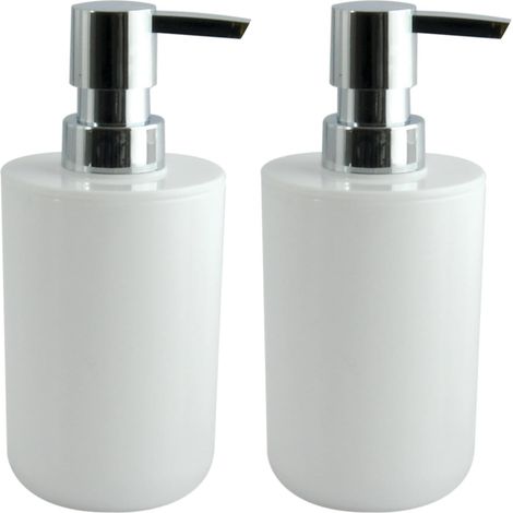 Lot de 2 Distributeur de savon Blanc Acrylique 0,24 l pour salle de bain
