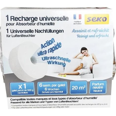 Recarga deshumidificador seko neutral 500g 10,6x5,6x10,6 cm (1/2)