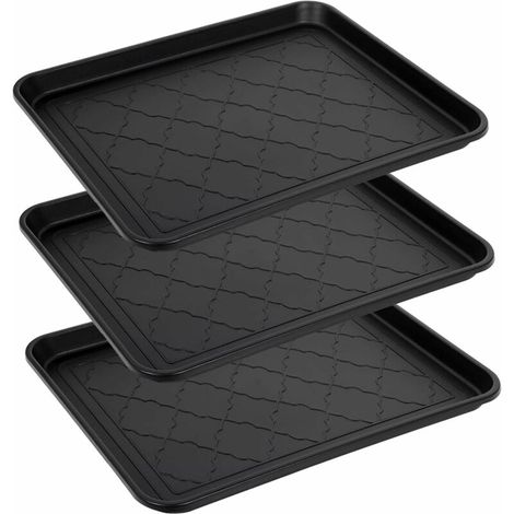 Boot Tray Pet Mat Tray Plastic Garbage Bin for Indoor Outdoor Garden - 3 Piece