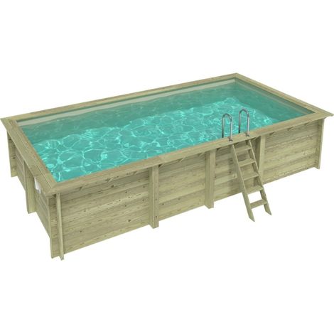 Piscine en bois AQUA 7 x 3.75 - H.1.45 m, sable, fixations à sceller
