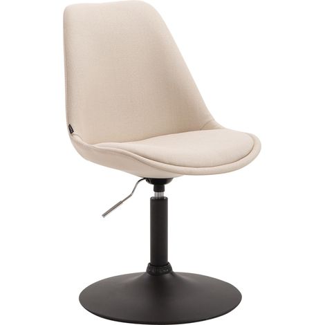 Chaise de salle à manger x1 pivotante hauteur réglable en tissu crème et pied trompette en métal noir 100003769 (1/5)