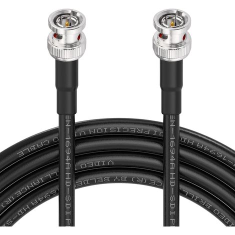 Câble SDI BNC 10m (Choix de longueur 30cm à 50m) 3G/6G/12G Noir 75ohm Mâle à Mâle pour Caméras et Broadcast et Studio (1 pièce) (1/5)