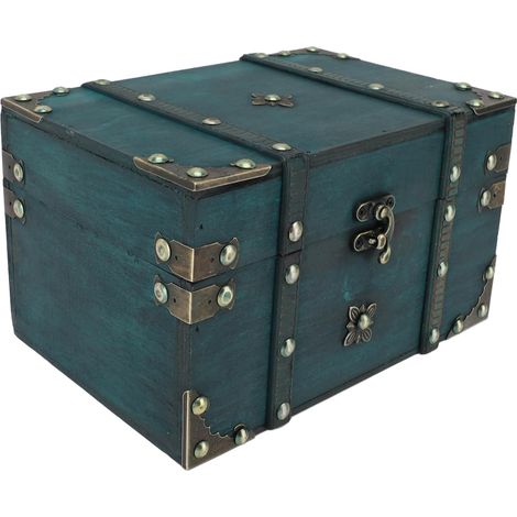 Coffre au Trésor en Bois Vintage, Boîte de Rangement de Bijoux Décoratifs pour la Décoration de la Chambre à Coucher, L'organisation des Cosmétiques, des Bagues et Plus Encore (GREEN) (1/5)