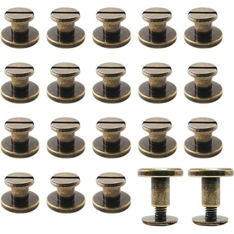 Rivet a Visser fer Jeux de Rivets Laiton Rivets Rivets Cuir Rivet en Métal,pour Le Cuir Fait à La Main Artisanat et Reliure 20 Paires (9x5mm)