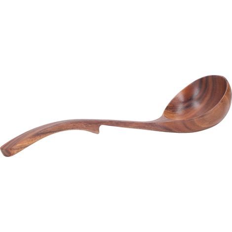 Cuillère à soupe et bouillie en bois, ustensile de cuisine pour enfants, grande cuillère courbée pour riz et soupe, lot de 1 (1/5)
