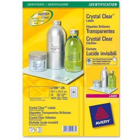 Avery L7783-25 etiqueta de impresora Transparente