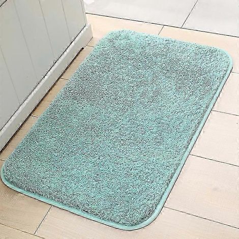 Tapis de sol moelleux et absorbant antidérapant 80 x 120 cm vert lac (1/2)