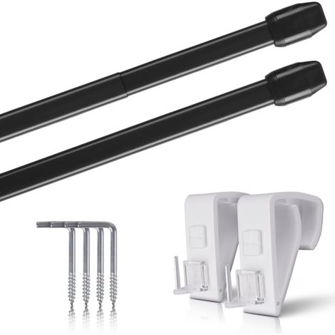 Lot de 2 - Tringle à rideau - Support de serrage - Extensible sans perçage pour fenêtre et porte - Noir - 80x120 cm (1/5)