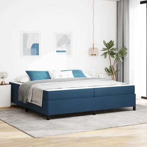 Boxspringbett mit Matratze Blau 200 x 200 cm Stoff (1/5)