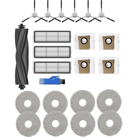 Pièces détachées pour aspirateur robot Dreame L10S Ultra et L10 Ultra : brosse latérale principale, filtres HEPA, sacs à poussière, lingettes de nettoyage. (1/5)
