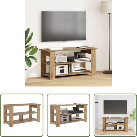 Bois d'ingénierie - Support de télévision Chêne artisanal 100 x 40 x 50 cm (1/5)