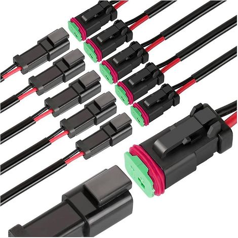 Connecteur DT étanche à 2 broches pour automobile, connecteur pour fils mâles et femelles de calibre 16 AWG, noir (1/5)