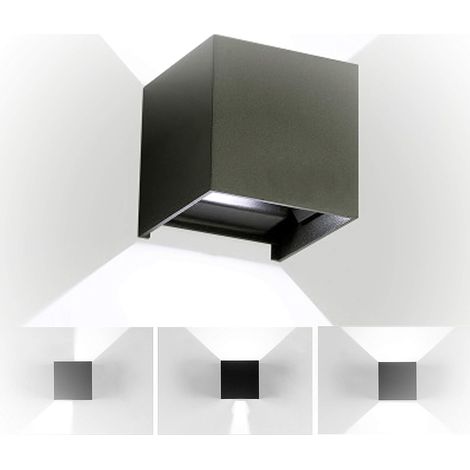 Lámpara De Pared Led De Aluminio Moderno Minimalista Apliques De Pared (Negro)Cubo Creativo 12W Para Cocina Restaurante Pasillo Entrada (Luz Blanca)
