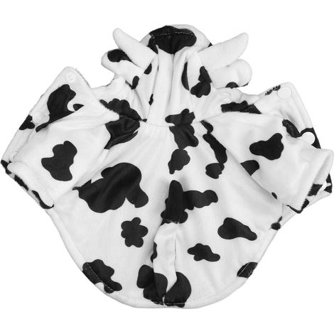 Sweat à capuche pour chien, veste d'hiver élégante avec un joli motif vache, vêtement d'hiver chaud et confortable pour petits et moyens chiens, blanc, taille S (1/5)