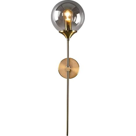 Moderne Transparent/Gris Fumé Boule De Verre Applique Murale Créative Dorée Appliques Rondes Nordique Luminaire Maison Chambre Salon Cuisine Décoration--Sans source lumineuse