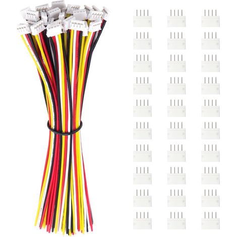 30 Pairs JST 1.5 ZH 4 Pin Connector, Micro JST ZH 1.5 4-Pin Male Plug Connector with 150mm 26AWG Cable and Female