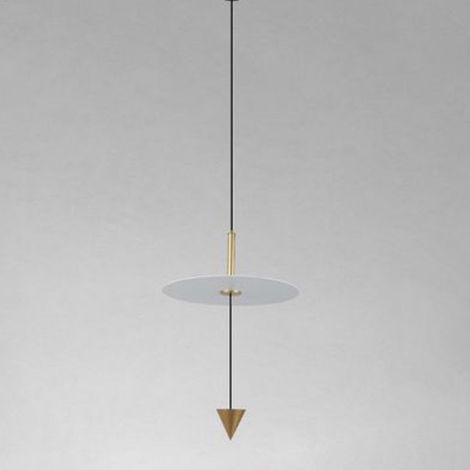TRADE SHOP - Lampadario A Sospensione Lampada 12w Luce Led 6500k Disco Bianco ø23cm Cono Oro 33023 - (1/4)