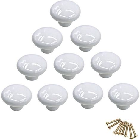 Lot de 10 boutons de placard ronds colorés en céramique à trou unique pour tiroir, placard, commode, porte