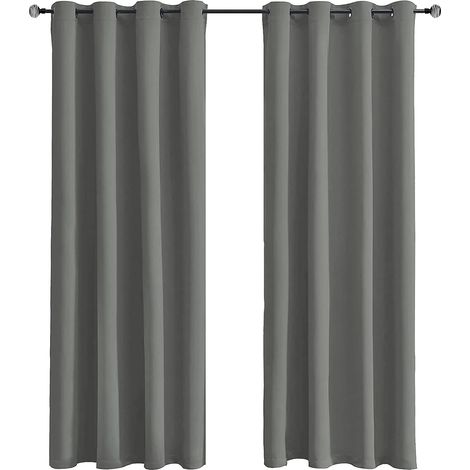 1 Pièce Rideau Occultant, Œillets Métal 4cm, Polyester 230g/m², Gris, 100x120cm, Chambre Salon
