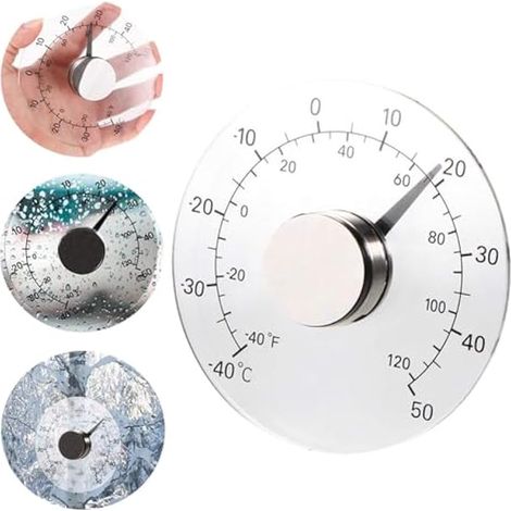 Thermomètre d'extérieur, Thermomètre Extérieur Transparent,pour la Détection de Température Extérieure et Intérieure, -40 à 50 degrés Celsius, diamètre 11 cm (1/5)