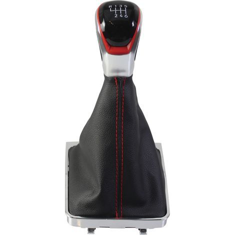 Suitable for Volkswagen Passat B6, gear shift knob modification kit with red trim and red stitching, 5-speed set (one piece). (1/4)