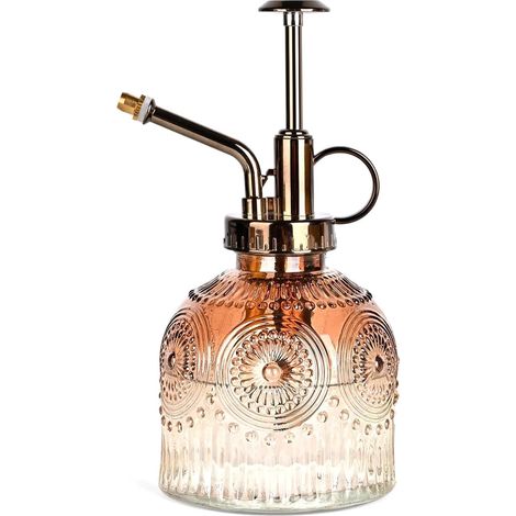 Vaporisateur en verre pour plantes - Bouchon pompe vintage - Idéal pour pulvériser les plantes d'intérieur - 1 flacon, dégradé marron (1/5)