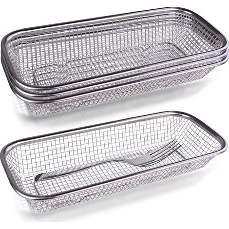 4 Pcs 304 Stainless Steel Mesh Utensil Organizer in Drawer Silverware Tray for Kitchen (1/5)