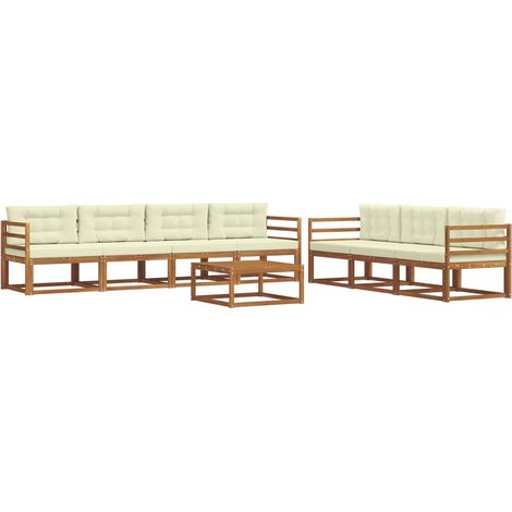 Conjunto de sofás de exterior con cojín 8 pcs Natural y Crema vidaXL (1/5)