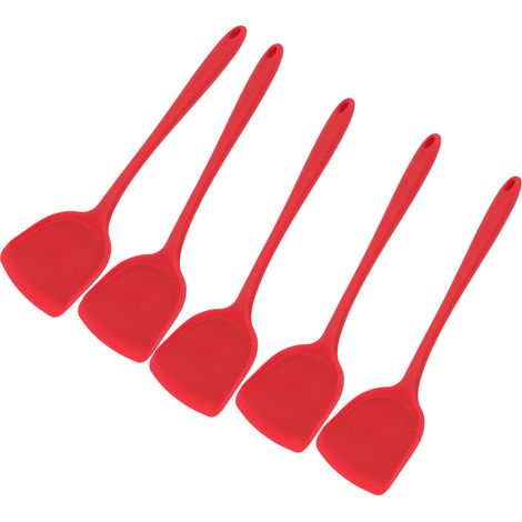 5er-Pack Kochspatel mit Aufhängeöse, ergonomisch, verhindert Verbrennungen, chinesische Silikonspatel für die Küche, Rot (1/5)