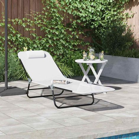 Klappbare Sonnenliege Creme 182 x 55 x 85,5 cm Textilene (1/5)
