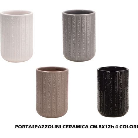 1 Pezzo Bicchiere Portaspazzolini in Ceramica Colorato 4 Colori