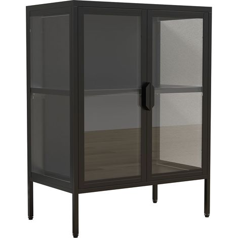 Ebuy24 – Vitrine en acier Floka S 80x60x35 cm – Cadre durable – Portes en verre réel – 1 étagère – Montage rapide et sûr (1/4)