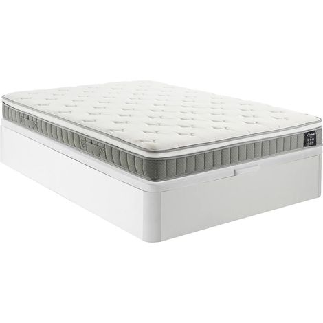 Set 160 x 200 cm rete letto contenitore bianco + materasso a molle insacchettate e memory foam sp.21cm - VITOGO di YSMÉE (1/5)