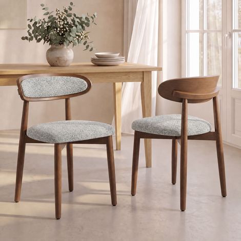 COLAMY Lot de 2 Chaises de Salle à Manger en Bois Massif, Chaises Scandinaves avec Dossier Ergonomique et Assise Rembourrée, Confortable avec Support Lombaire,Salle à Manger,Gris